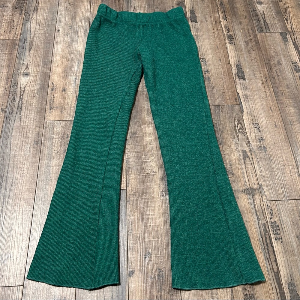 Urban Outfitters Green Flared Knit‎ Pants high waisted Women's Medium M